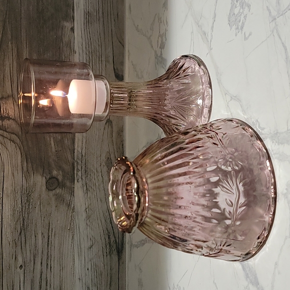 Send Me Offers! Vintage Pink Purple Gold Iridescent Glass Fairy Lamp 3 PC Set - Picture 7 of 11